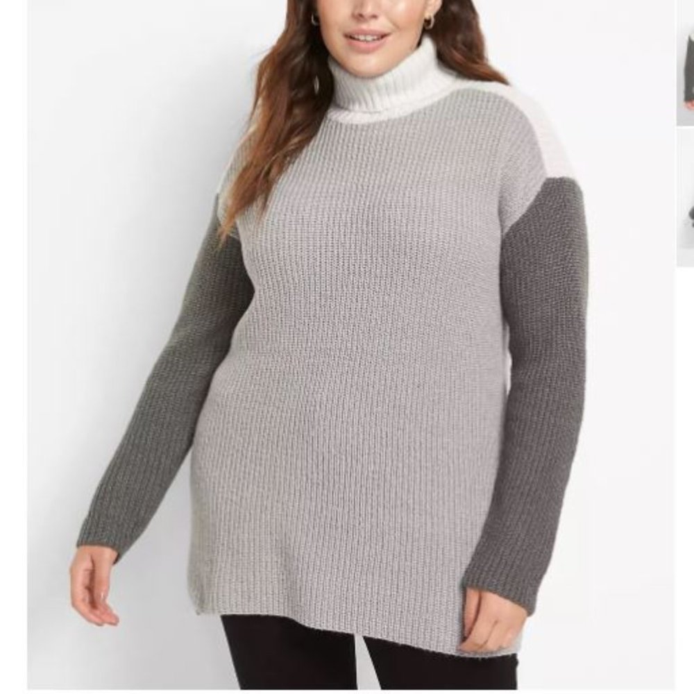 Lane Bryant Colorblock Turtleneck Sweater